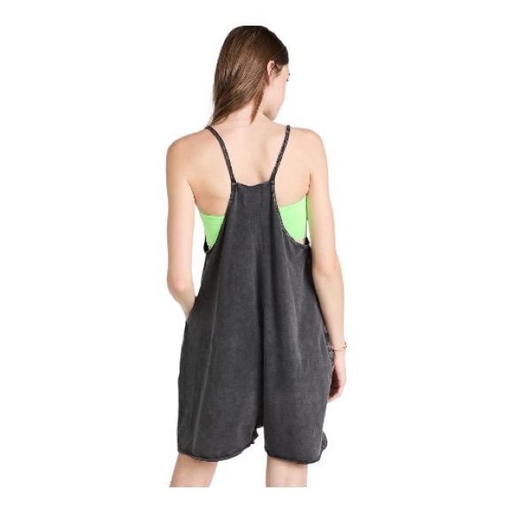 FP Movement Free People Hot Shot Romper Large Cotton Stretch Pocket Romper black - Picture 3 of 5
